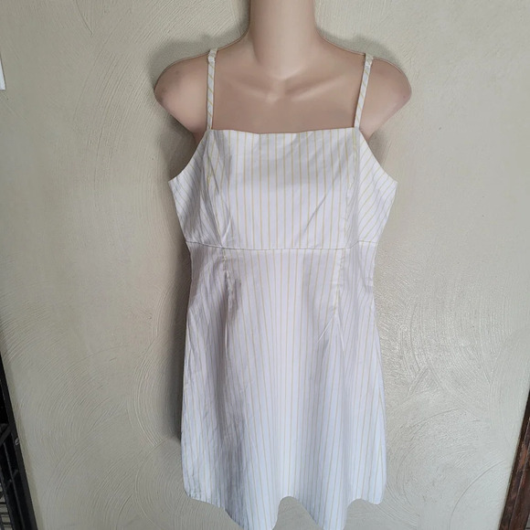 L.A Hearts Pacsun White and Yellow Stripe Spaghetti Strap Mini Dress Size Medium - Picture 5 of 10